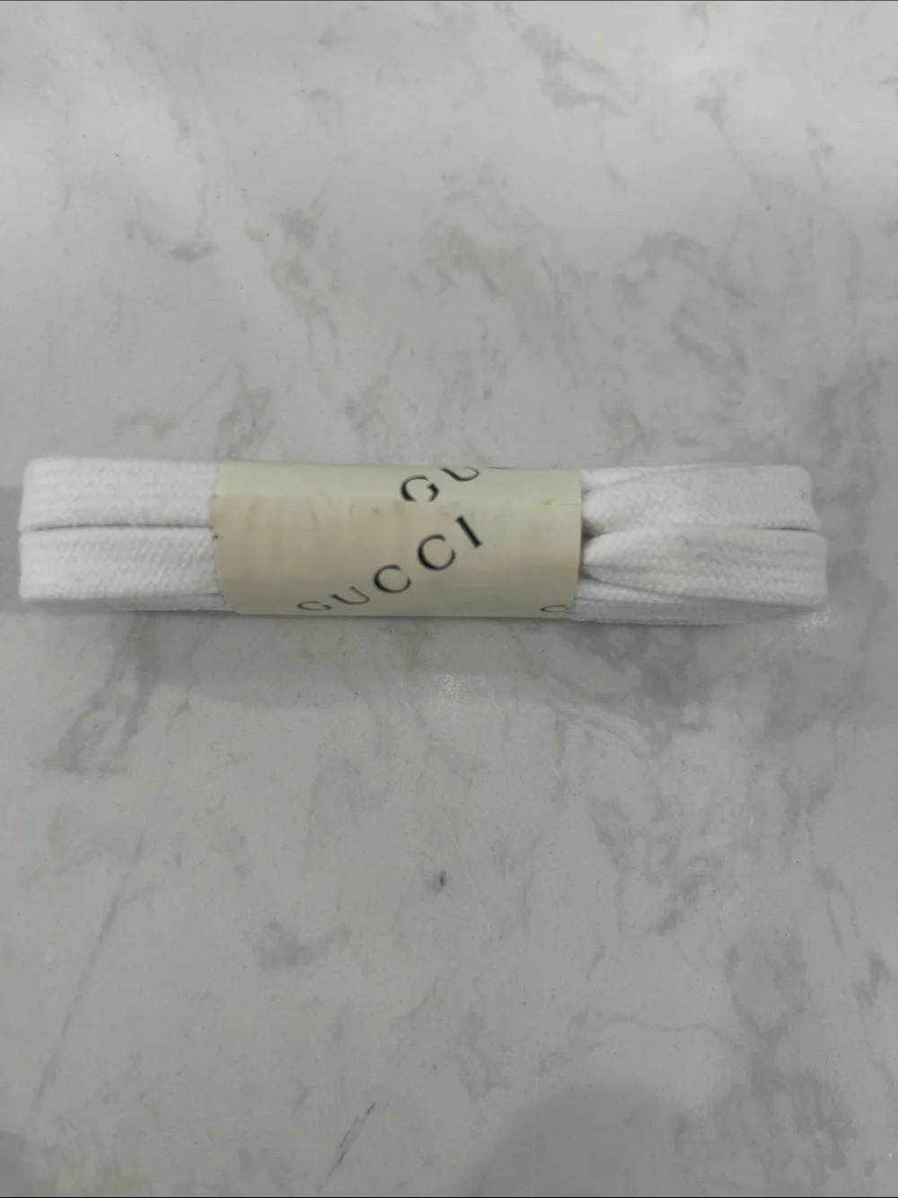 Gucci White Cotton Shoelaces with Branded Sleeve